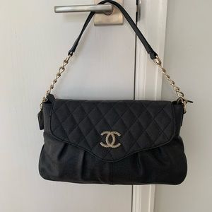 Authentic CHANEL One-of-a-Kind Black Ostrich Handbag